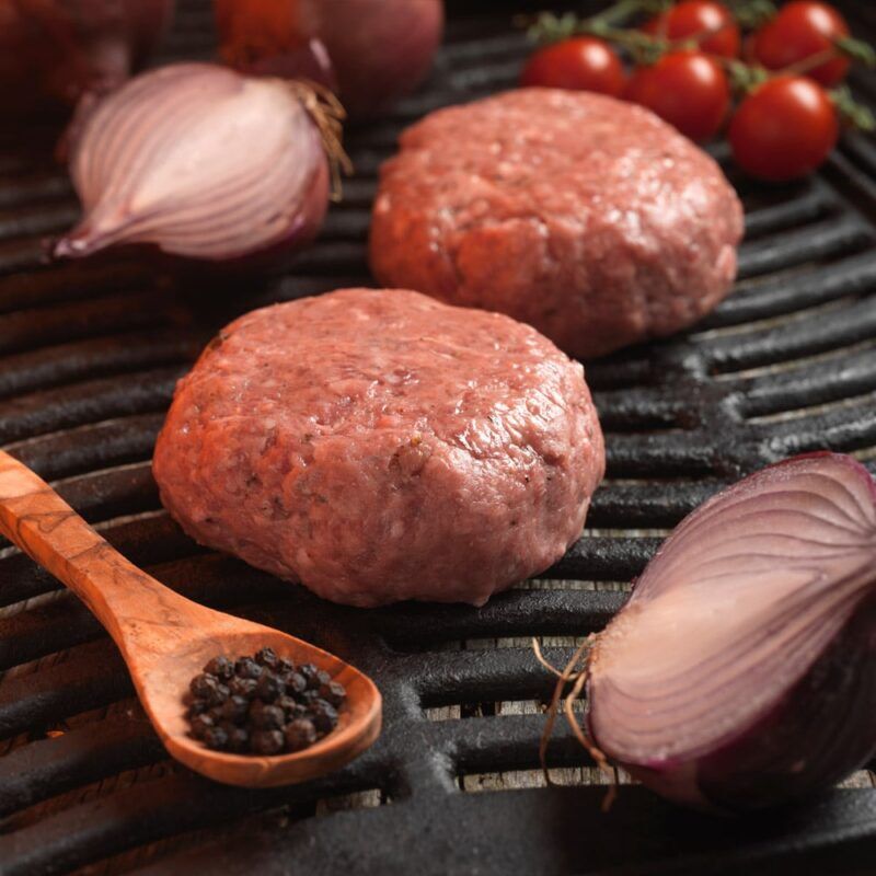 Newly Weds Foods Phoenix Tinted Beef Burger Mix and Chopped Onion