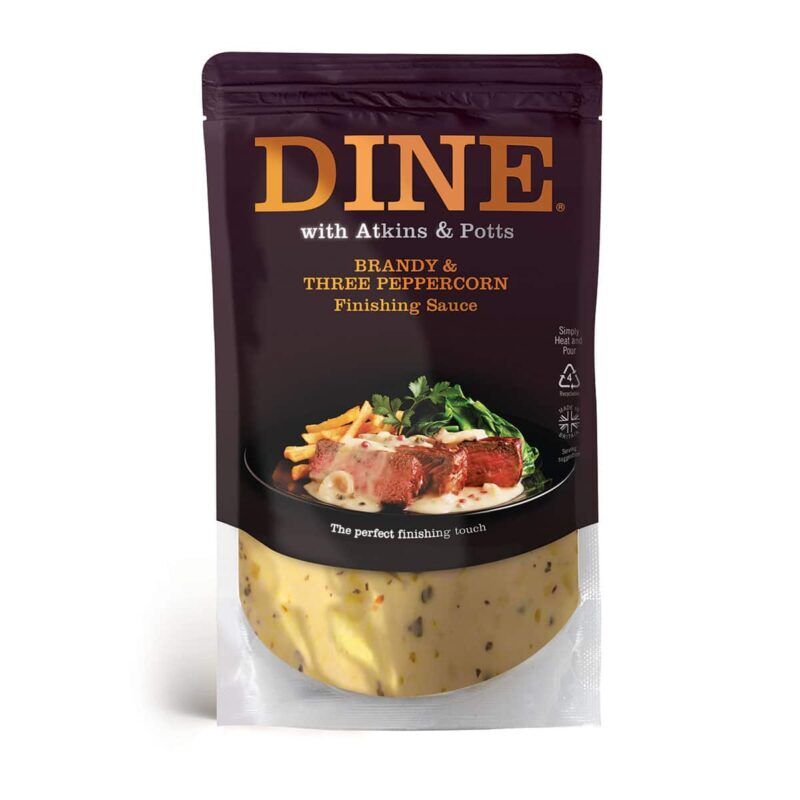 DINE IN with Atkins & Potts Brandy & Three Peppercorn Sauce DINE IN with Atkins & Potts Brandy & Three Peppercorn Sauce