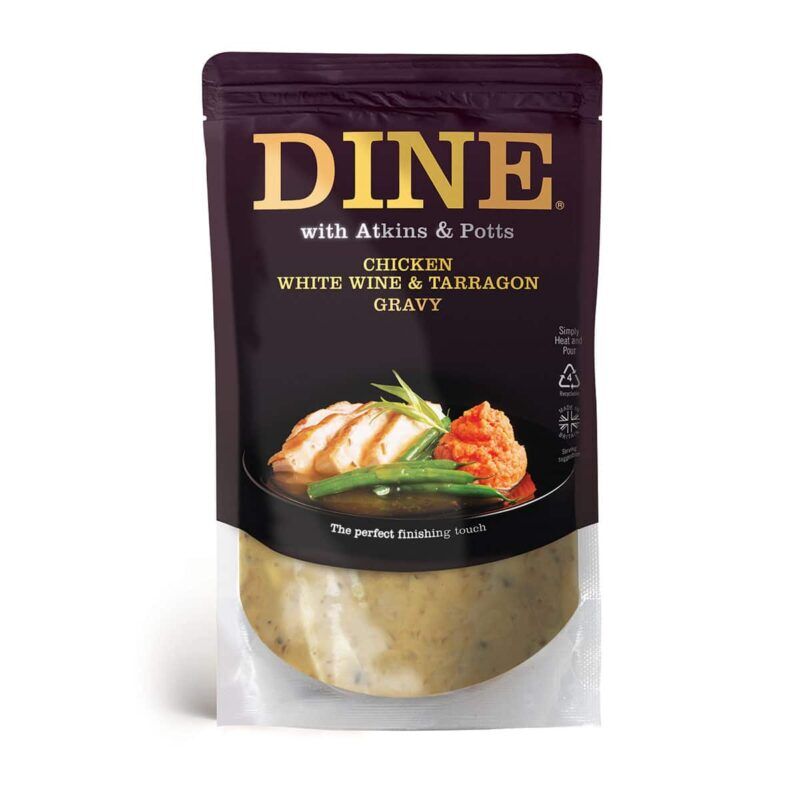 DINE IN with Atkins & Potts Chicken, White Wine & Tarragon Gravy DINE IN with Atkins & Potts Chicken, White Wine & Tarragon Gravy